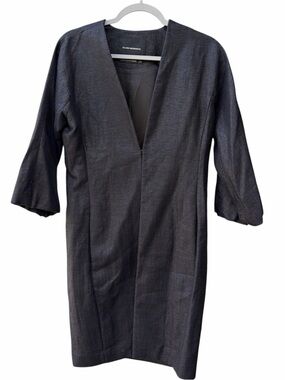 Club Monaco shimmer Black 3/4 Sleeve Pockets V-neck  Lined Coat Women Size S